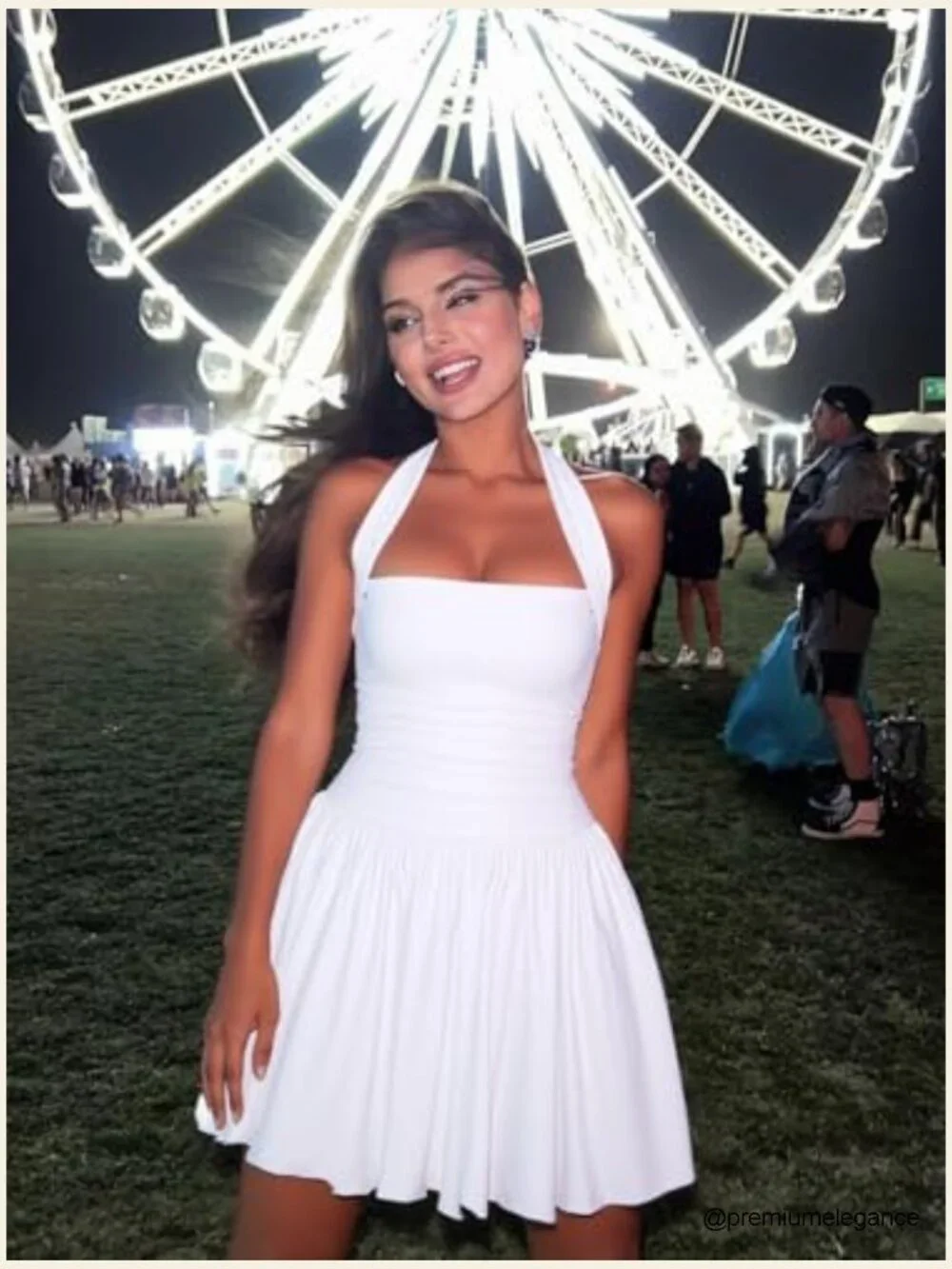 Sexy Halter Corset Mini Dress with Built-in Shorts Ruched Waist Party - Picture 5 of 7